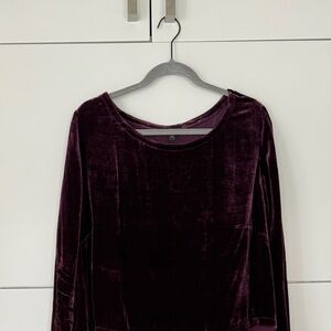 Elegant Eileen Fisher Wine Colored Velvet and Chiffon Dress Size 1X